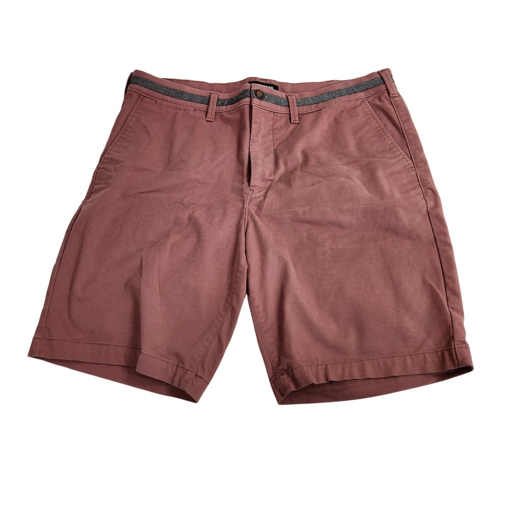 Express Mens 36 Slim 365 Comfort Stretch 9" Inseam Chino Shorts Berry Red